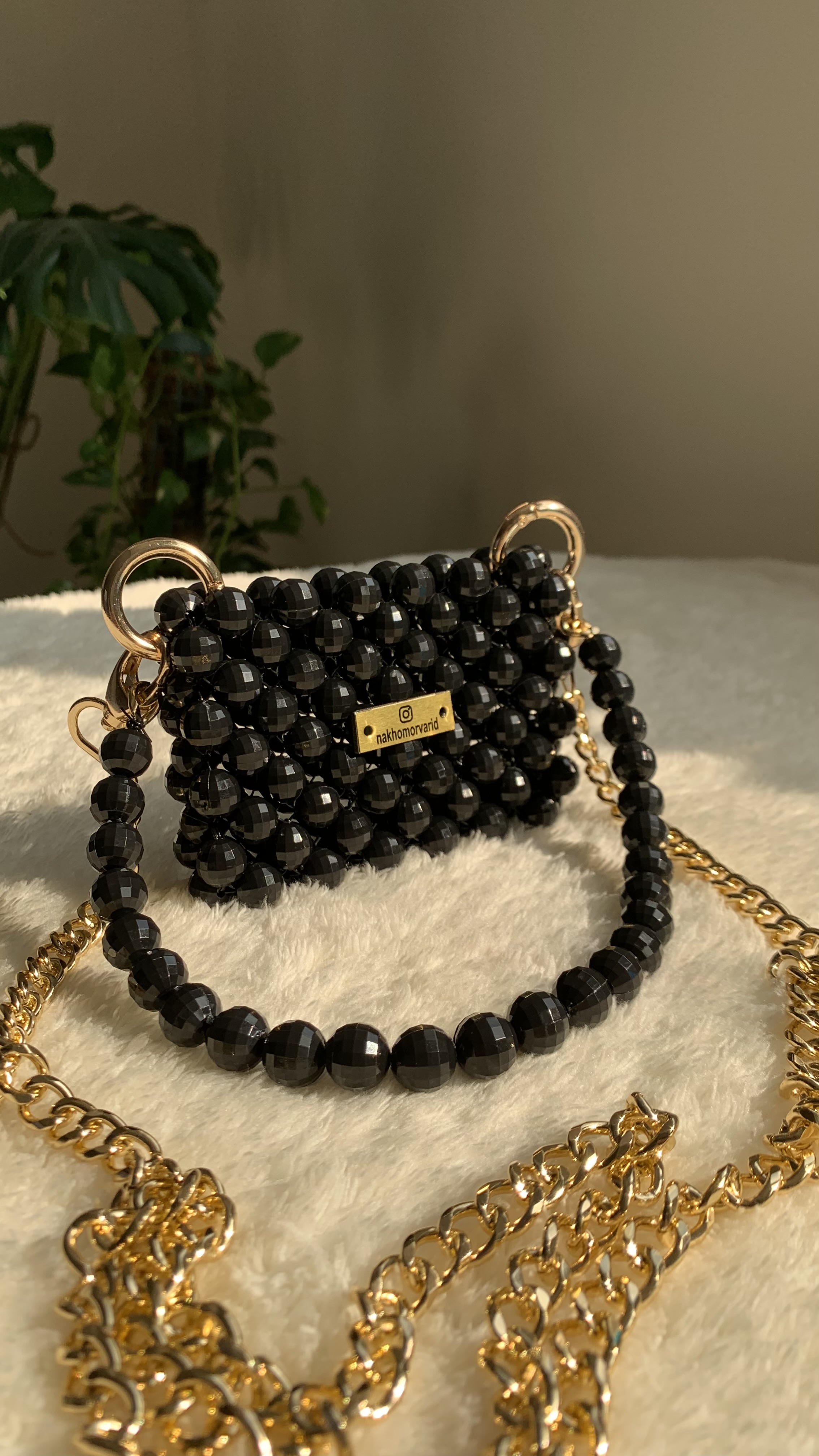 کیف کارت دستی و دوشی جنس مرواذید پلاستک رنگ مشکی و‌قهوه ای