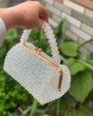 کیف دستی کریستالی دهانه فلزی مدل مجلسی
